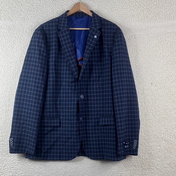 Ben Sherman Other - NWT Ben Sherman Mens Navy Blue Plaid Blazer Sport Coat Size 44R